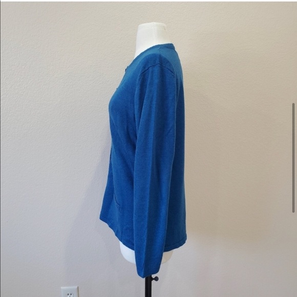 Strand Merino Wool Cardigan Sweater with Beaded Embellishments Medium - Picture 5 of 7